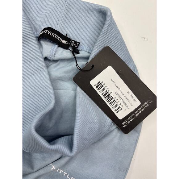 PRETTY LITTLE THING Womens Pale Blue Printed Flared Trouser Pants Size 6 - Picture 5 of 5